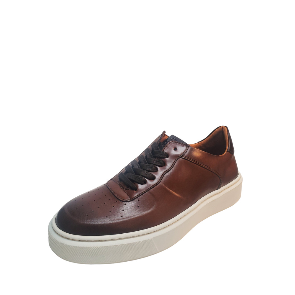 Bruno Magli Mens Shoes Falcone Italian Leather Sneakers 8.5M Brown